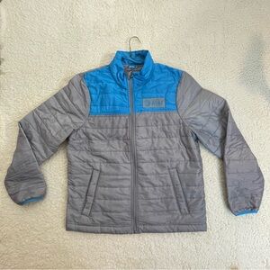 AT&T Gray & Blue Lightweight Puffer Jacket Men’s M Unisex Zip Pockets